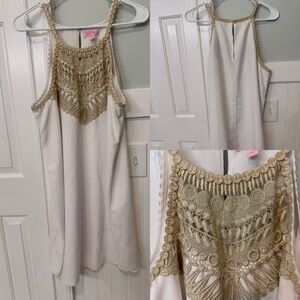 Lilly Pulitzer Cream Dress with Gold Detailing